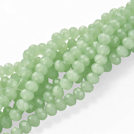 Fil de 100 Perles en Verre Facettées – 6x5 mm – Vert opaline