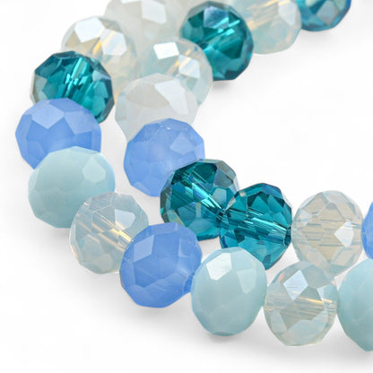 Perles en Verre à Facettes – Rondelles Bleu – 8x6 mm