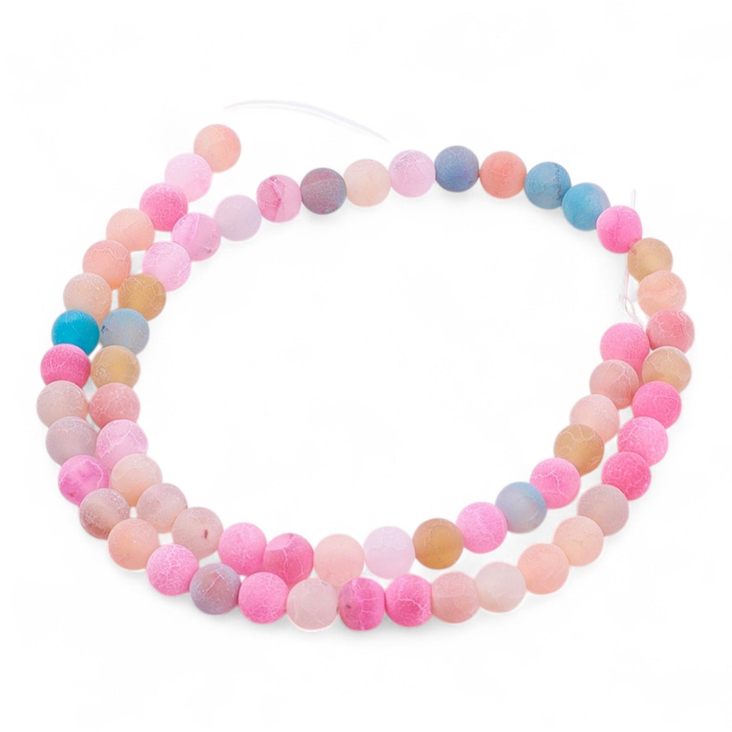 Perles d’Agate Efflorescente Givrées – Couleurs Assorties