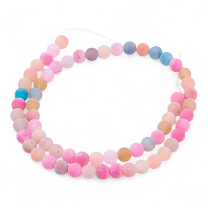 Perles d’Agate Efflorescente Givrées – Couleurs Assorties
