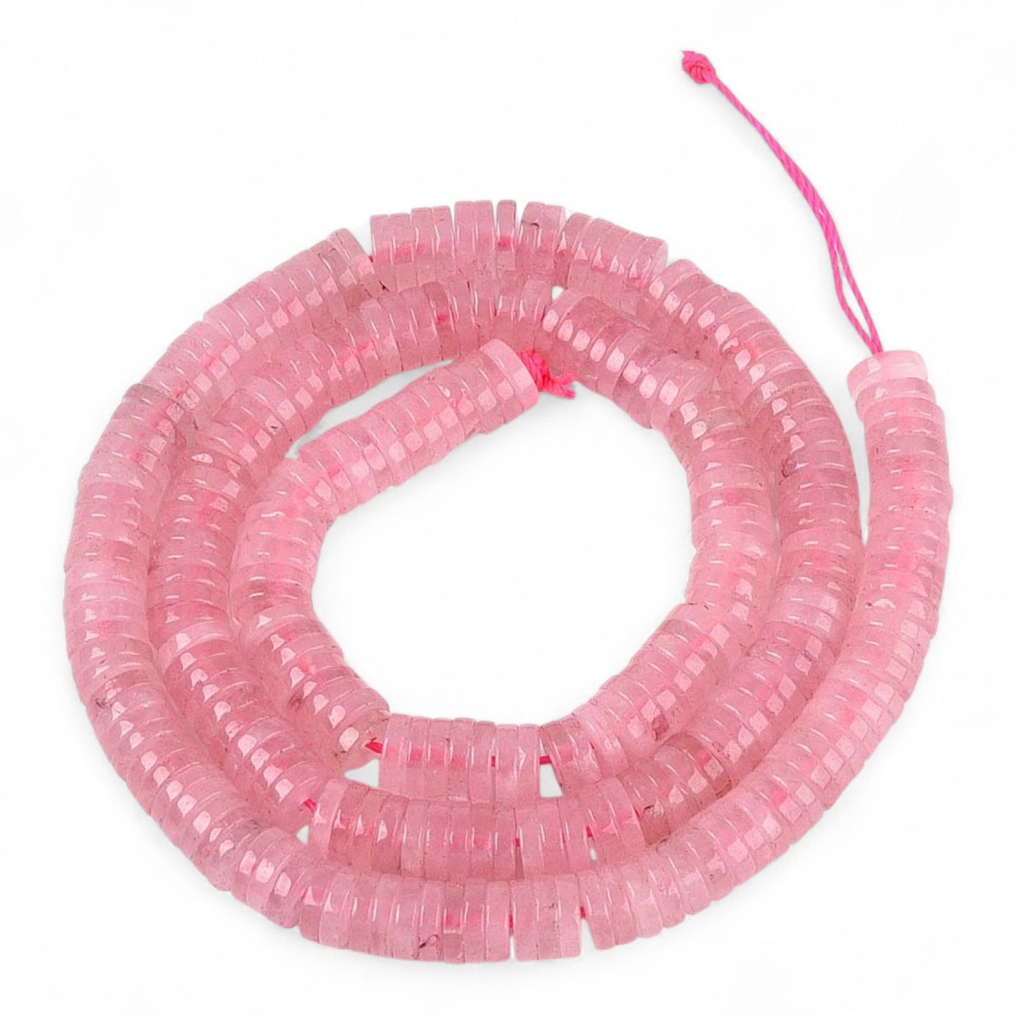 x30 Perles Heishi en Quartz Rose Naturel – Disques 6 mm