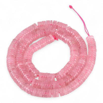 x30 Perles Heishi en Quartz Rose Naturel – Disques 6 mm