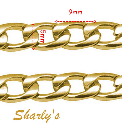 1M Chaîne Maille gourmette en Aluminium Or – Plusieurs tailles