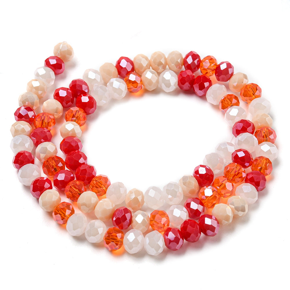 Perles en Verre à Facettes – Rondelles Orange et Blanc – 6x5 mm