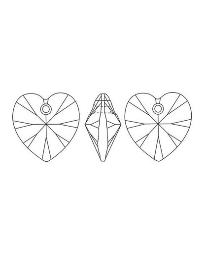 x2 Pendentifs Cœurs Swarovski Elements Cristal AB – 10 mm