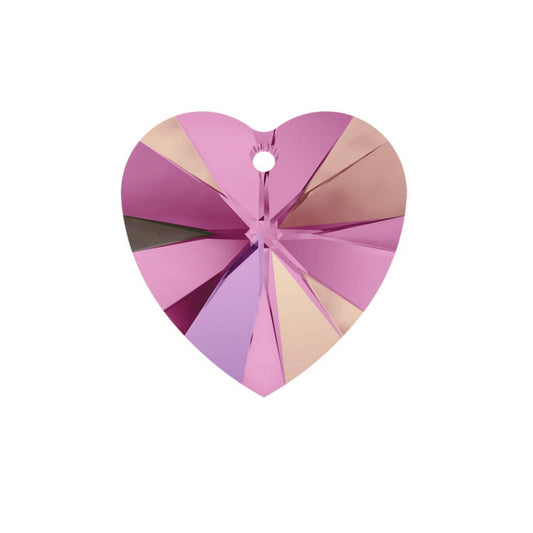 x2 Pendentifs Cœurs Swarovski Elements Cristal Rose AB – 10 mm