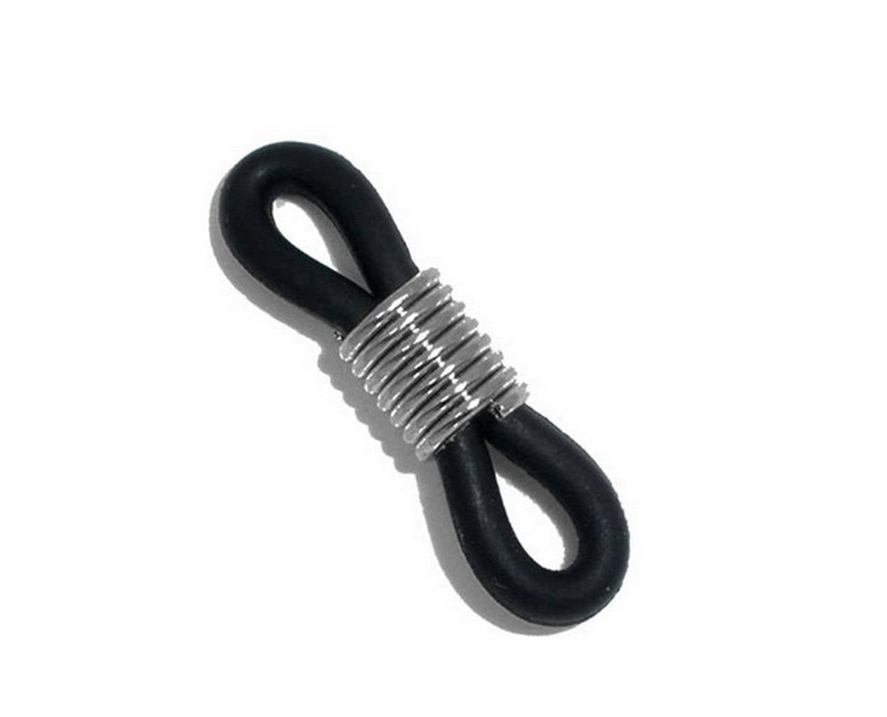 x10 Connecteurs Attaches pour Cordons de Lunettes – Plastique Noir et Laiton Argenté – 19x4,2 mm