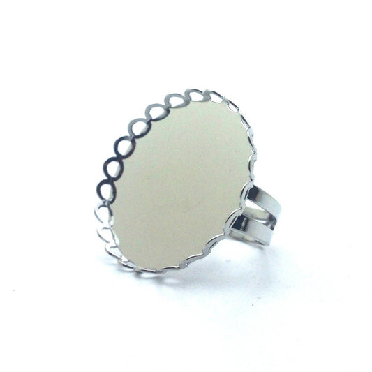 Support de Bague à Fond Plat Rond – 25 mm – Laiton Argenté