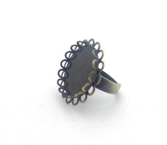 Support de Bague à Fond Plat Rond – 20 mm – Laiton Bronze