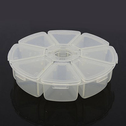 Boîte Ronde à 8 Compartiments – Plastique Transparent – 10 cm