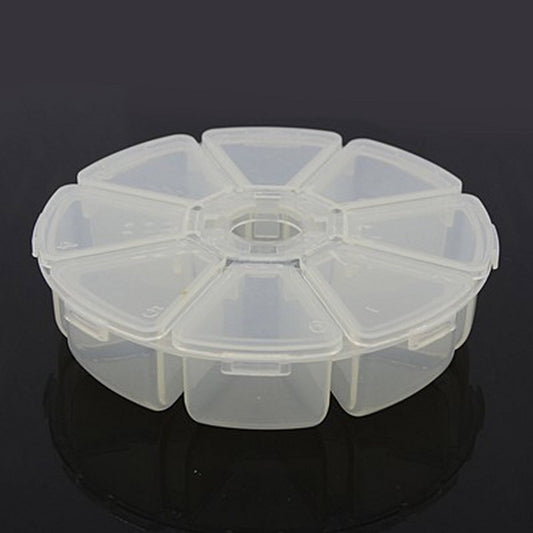 Boîte Ronde à 8 Compartiments – Plastique Transparent – 10,5 cm