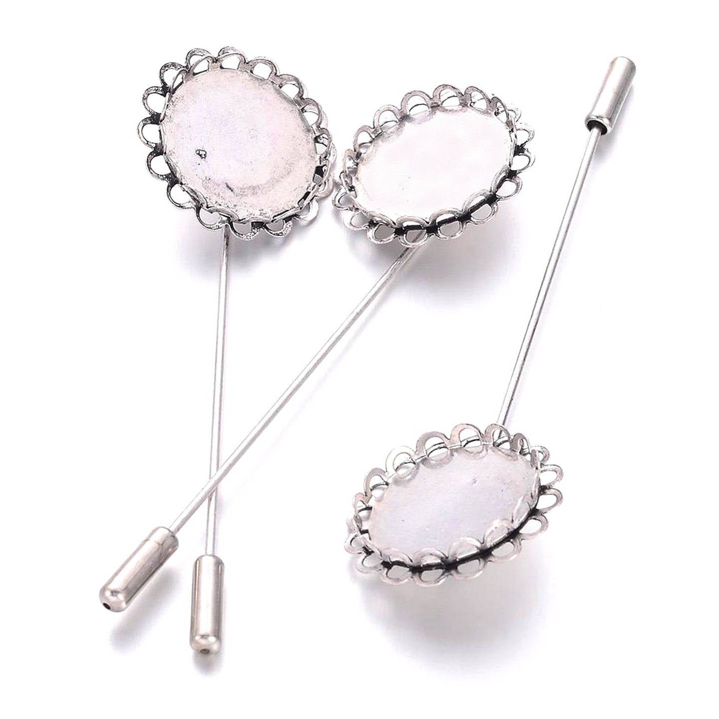 Support Fibule Cabochon Rond 20mm – Style Vintage