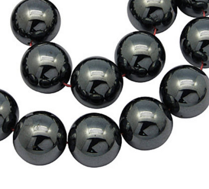 x10 Perles Rondes en Hématite Synthétique Non Magnétique – 6 mm ou 10 mm