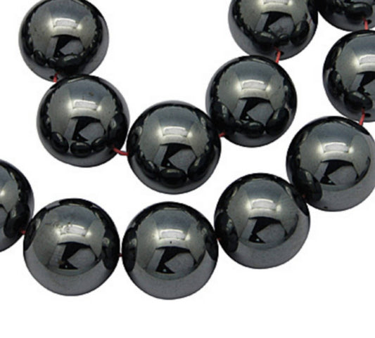 x10 Perles Rondes en Hématite Synthétique Non Magnétique – 6 mm ou 10 mm