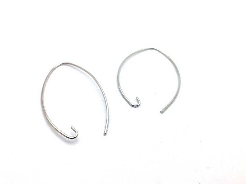 2 paires de grands crochets d'oreilles ovales en métal argenté, 37mm