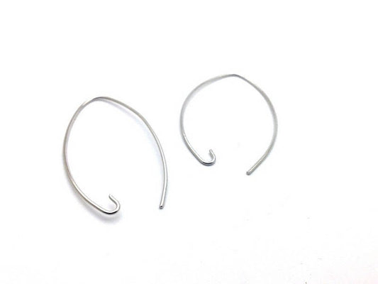 2 paires de grands crochets d'oreilles ovales en métal argenté, 37mm