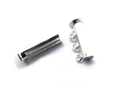 Lot de 2 fermoirs magnétiques 3 rangs – Argenté clair – 20 × 10 mm