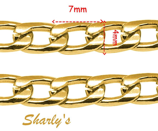 1M Chaîne Maille gourmette en Aluminium Or – Plusieurs tailles