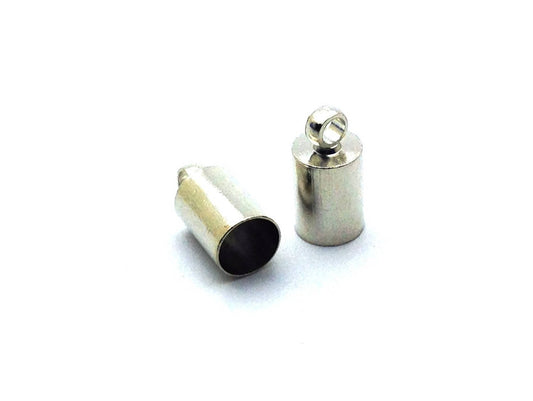x4 Embouts Cylindriques avec Anneau – Laiton – pour cordons 4 à 4,5 mm
