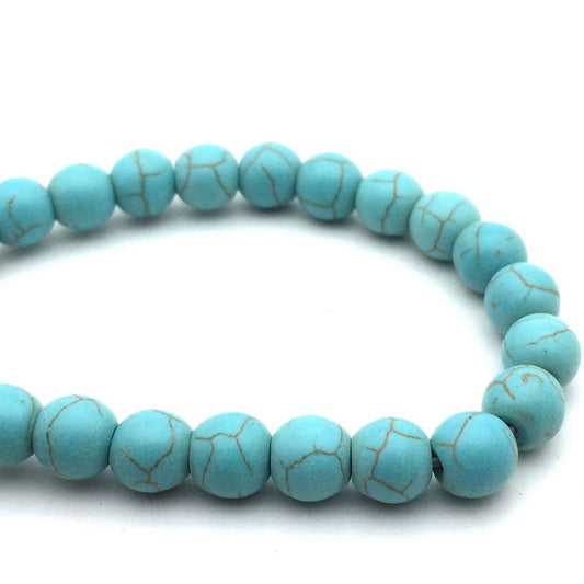 x10 Perles Turquoise Synthétique – 8 mm