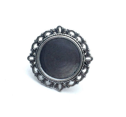 Support de Bague Réglable à Fond Plat Rond – 20 mm – Cuivre Argenté Vieilli