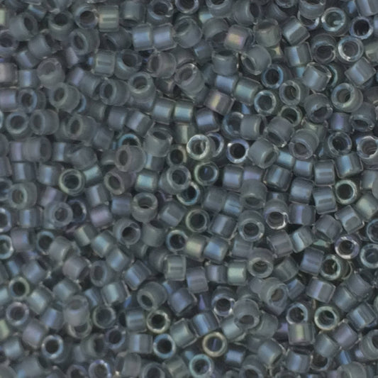 8g perles Miyuki Delicas 11/0 Lined Dark Grey AB: DB081