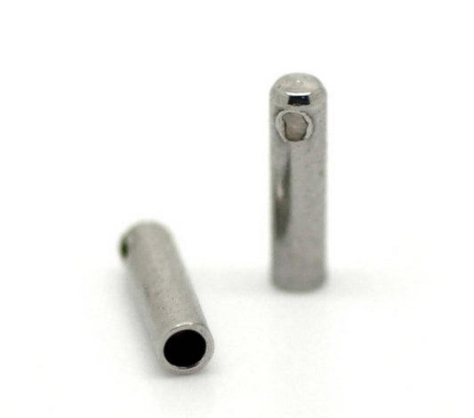 x2 Embouts Cylindres Percés – Acier Inoxydable – 7x2 mm