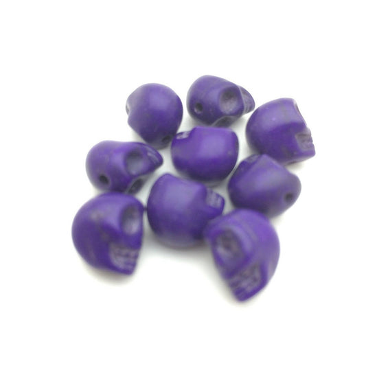 x10 Perles Crâne en Howlite Synthétique – Violet – 10 mm