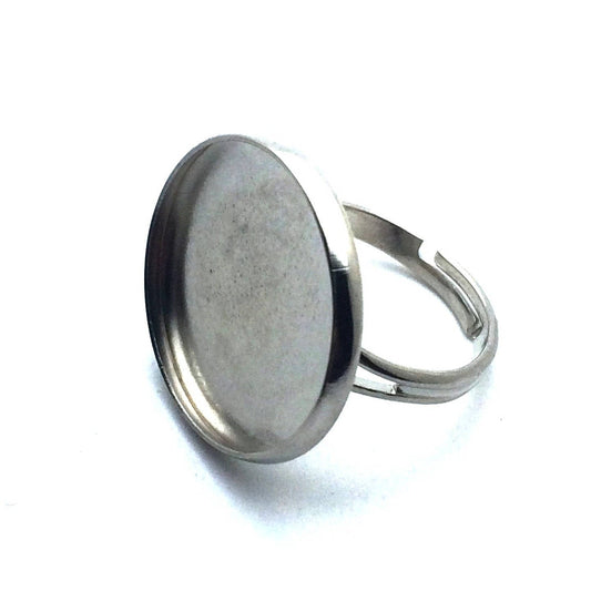 x1 Support de Bague Rond – Plateau 20 mm en Métal Argenté Foncé