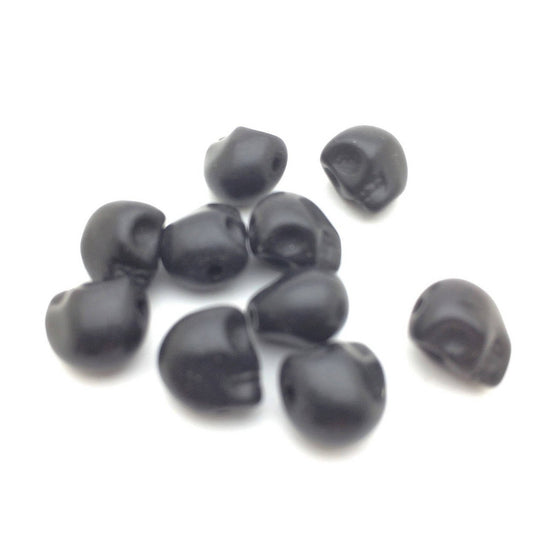 x10 Perles Crâne en Howlite Synthétique Noir – 10 mm