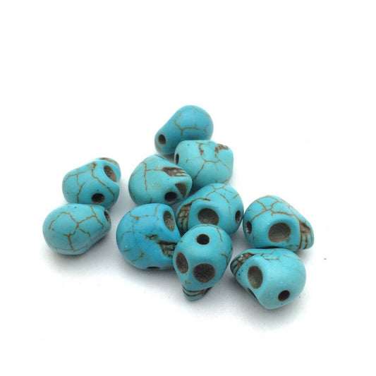 x10 Perles Crâne en Howlite Turquoise synthétique – 10 mm