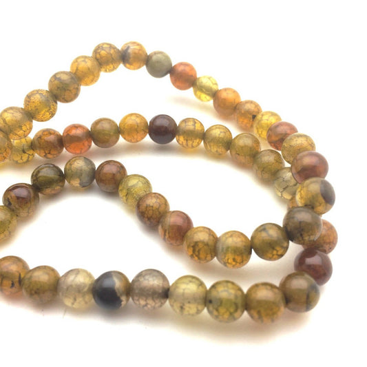 x10 Perles en Agate "Veines de Dragon" – 6 mm