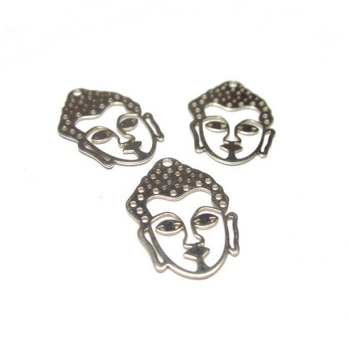 x1 Pendentif Tête de Bouddha en Argent 925 – 15x10,5 mm