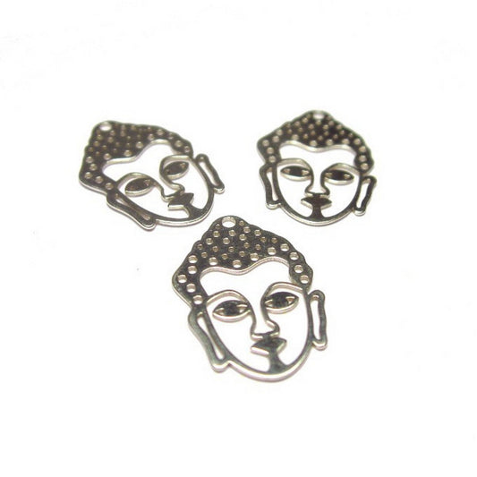 x1 Pendentif Tête de Bouddha en Argent 925 – 15x10,5 mm