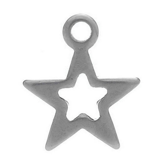 x5 Pendentifs étoile creuse – Acier inoxydable 304 – 10x9mm – Argent mat