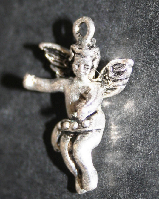 x2 Pendentifs Ange 3D en métal argenté foncé – 25x20 mm