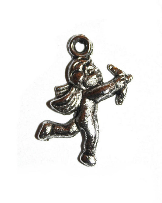 x5 Pendentifs Ange Cupidon en métal argenté foncé – 19x15 mm