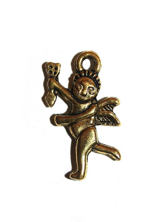 x4 Pendentifs Ange Cupidon en métal doré vieilli – 19x15 mm