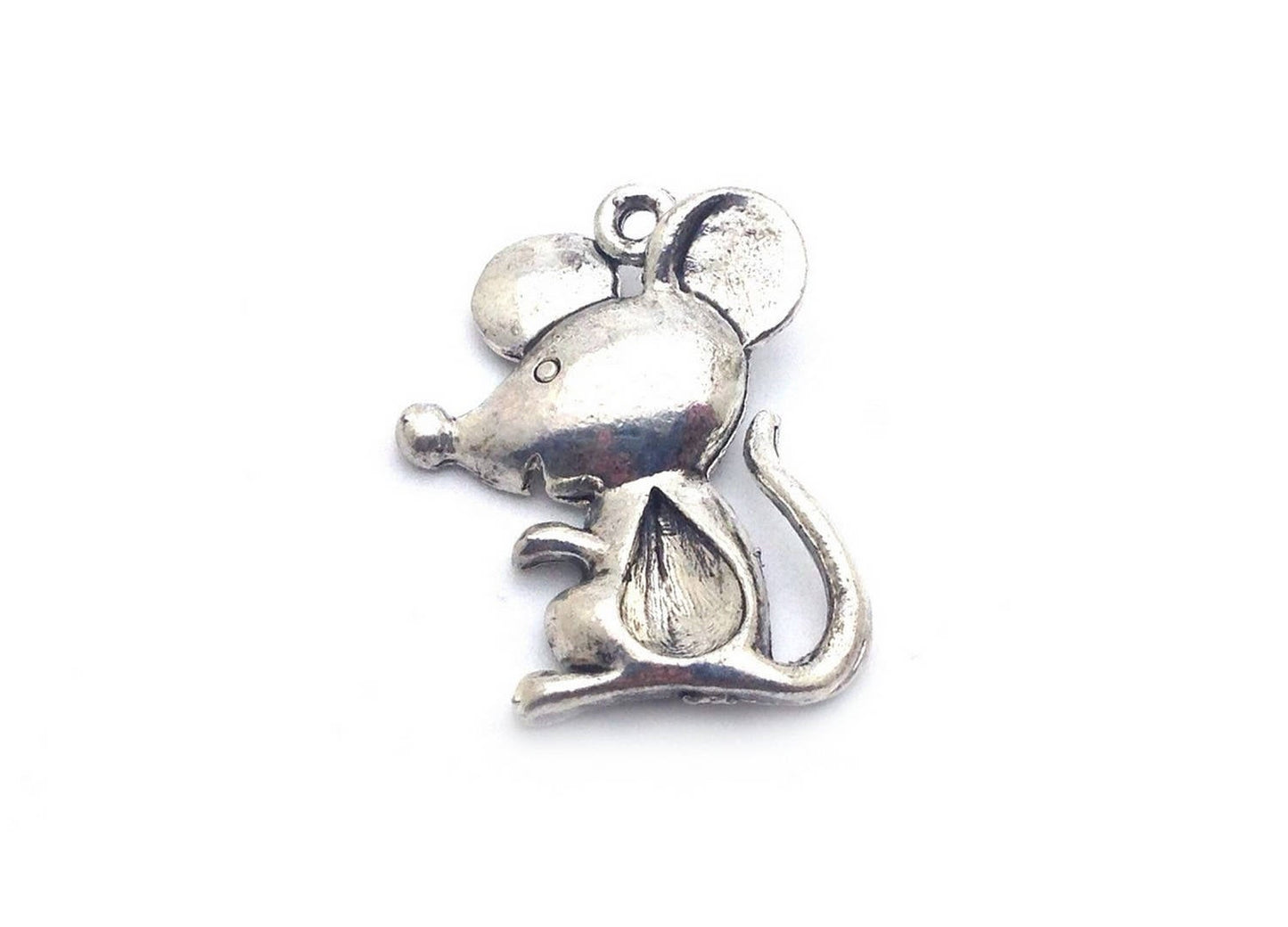 x2 Breloques Souris en métal argenté foncé – 19x24 mm