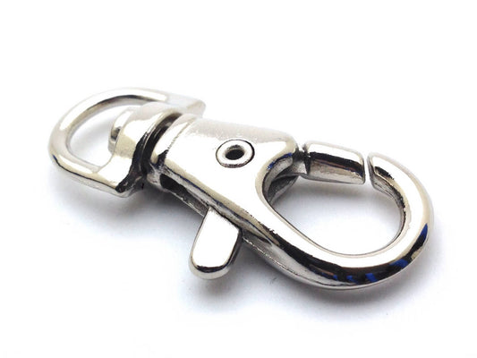 x1 Fermoir Mousqueton Porte-Clés – Métal Argenté – 39x17 mm