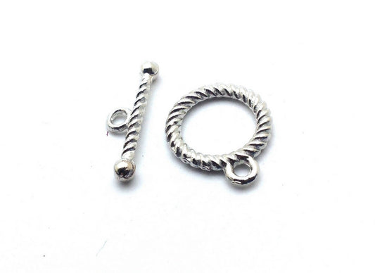 x5 Fermoirs T Toggle Spirale – Métal Argenté – 14/18,5 mm