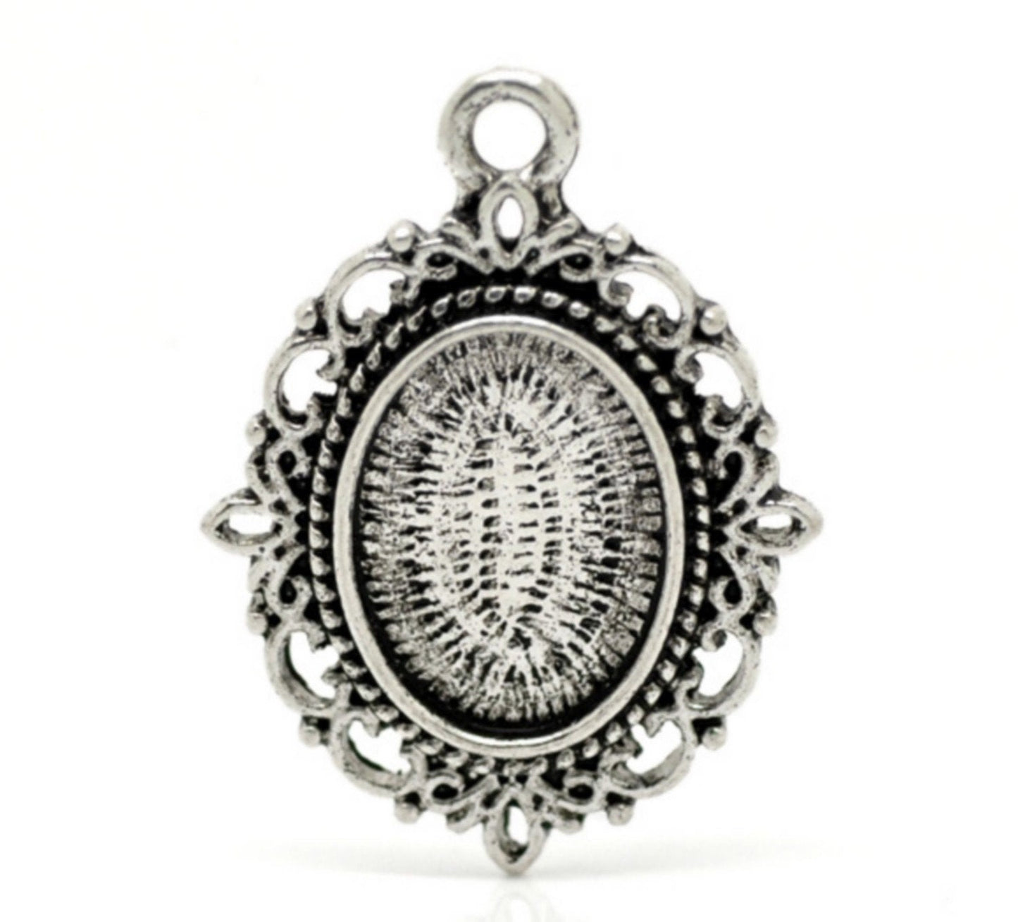 x1 Pendentif Support Cabochon Ovale – 13x18 mm en Métal Argenté Vieilli