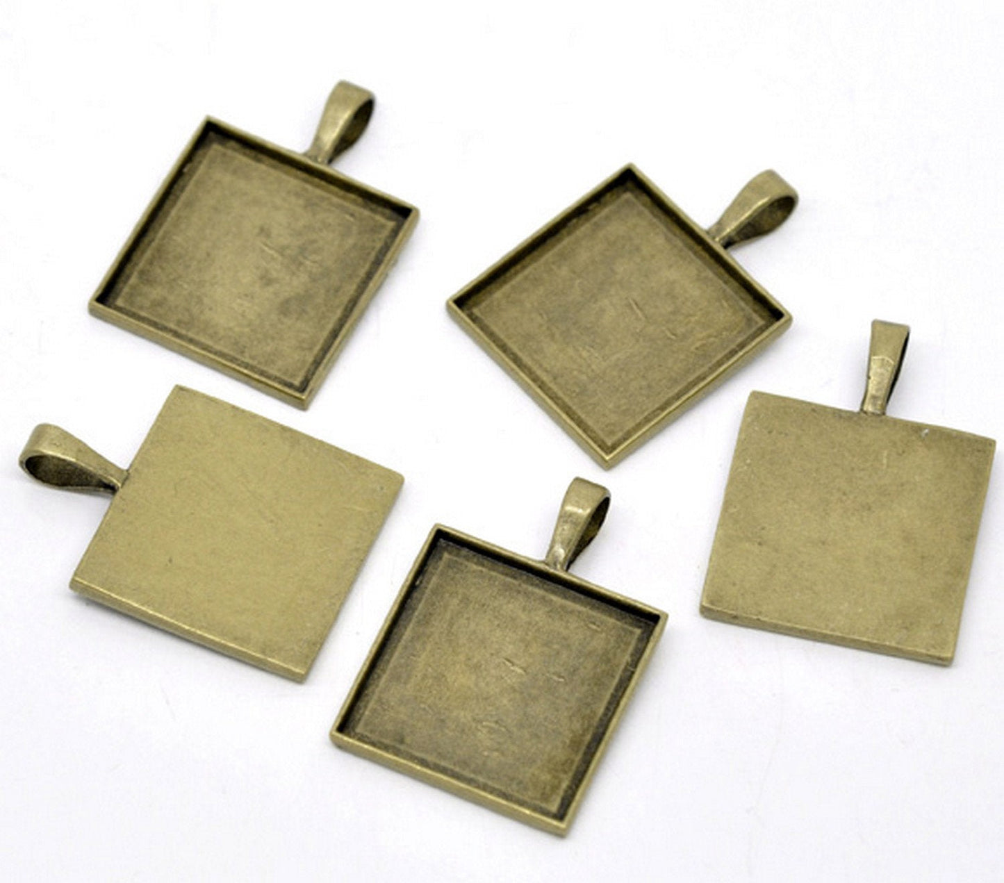 x1 Pendentif Support Cabochon Carré – 25 mm en Métal Bronze