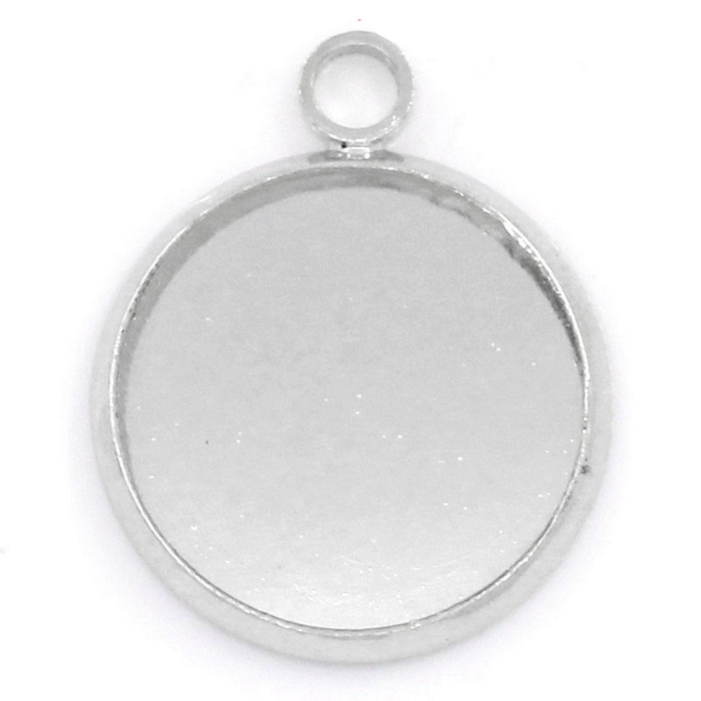 x1 Pendentif support cabochon 16 mm – Métal argenté
