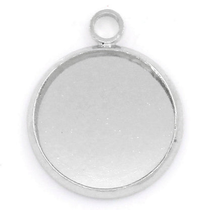 x1 Pendentif support cabochon 16 mm – Métal argenté
