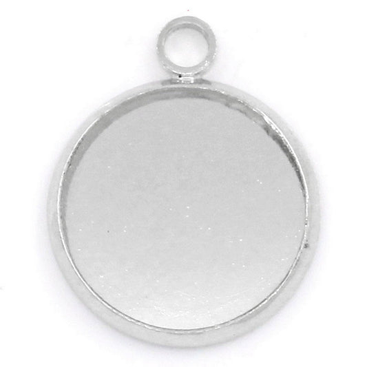 x1 Pendentif support cabochon 16 mm – Métal argenté