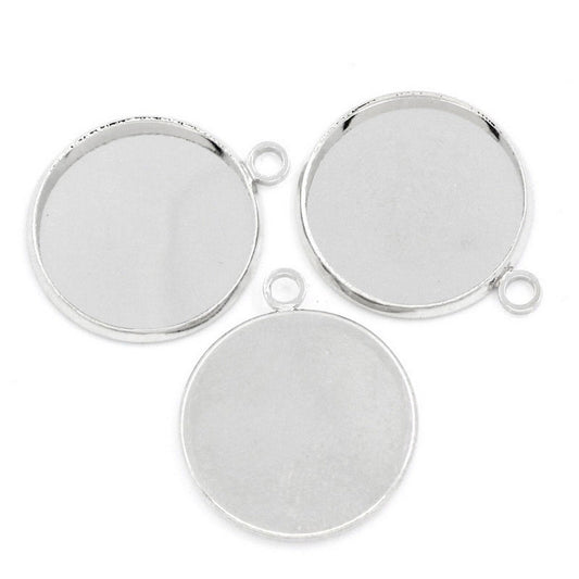 x1 Pendentif support cabochon 18 mm – Métal argenté