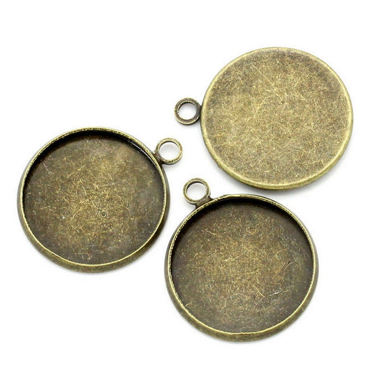 x1 Pendentif support cabochon 18 mm – Métal bronze