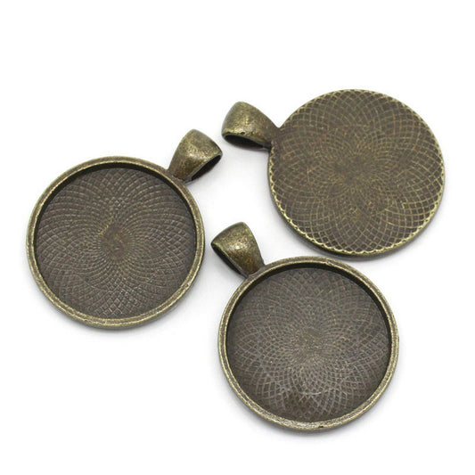 x1 Pendentif support cabochon 25 mm – Métal bronze