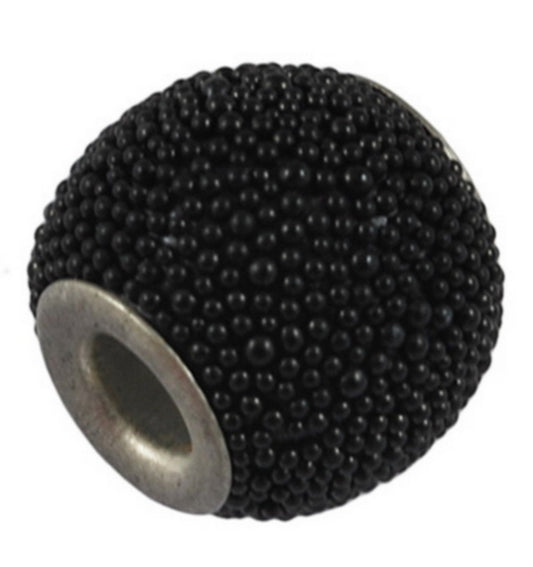 x2 grosses Perles Charm Européen – Effet Grains Noirs (Gros trou)